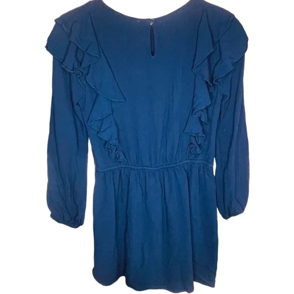 Ellison Women's Navy Ruffle Long Sleeve Mini Dress - Picture 8 of 12